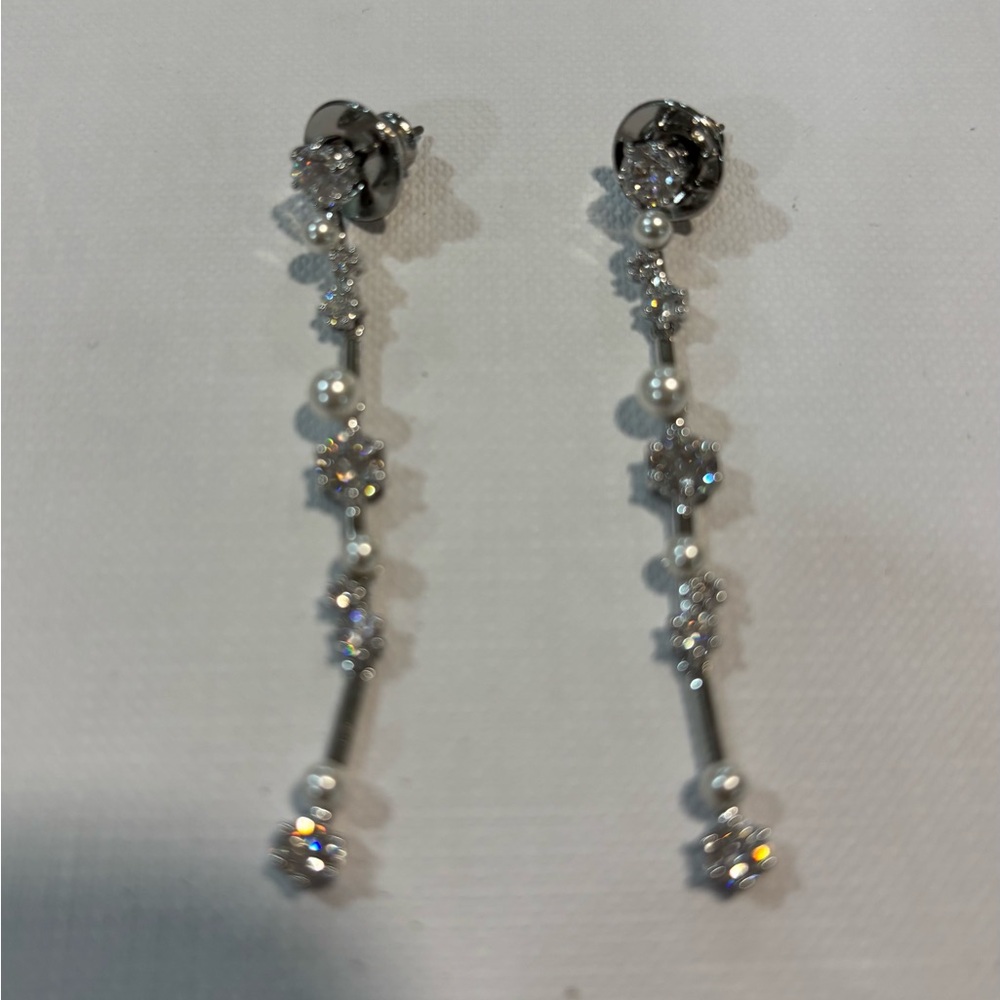 Swarovski Silver and White Crystal Drop Earrings - Picture 3 of 6